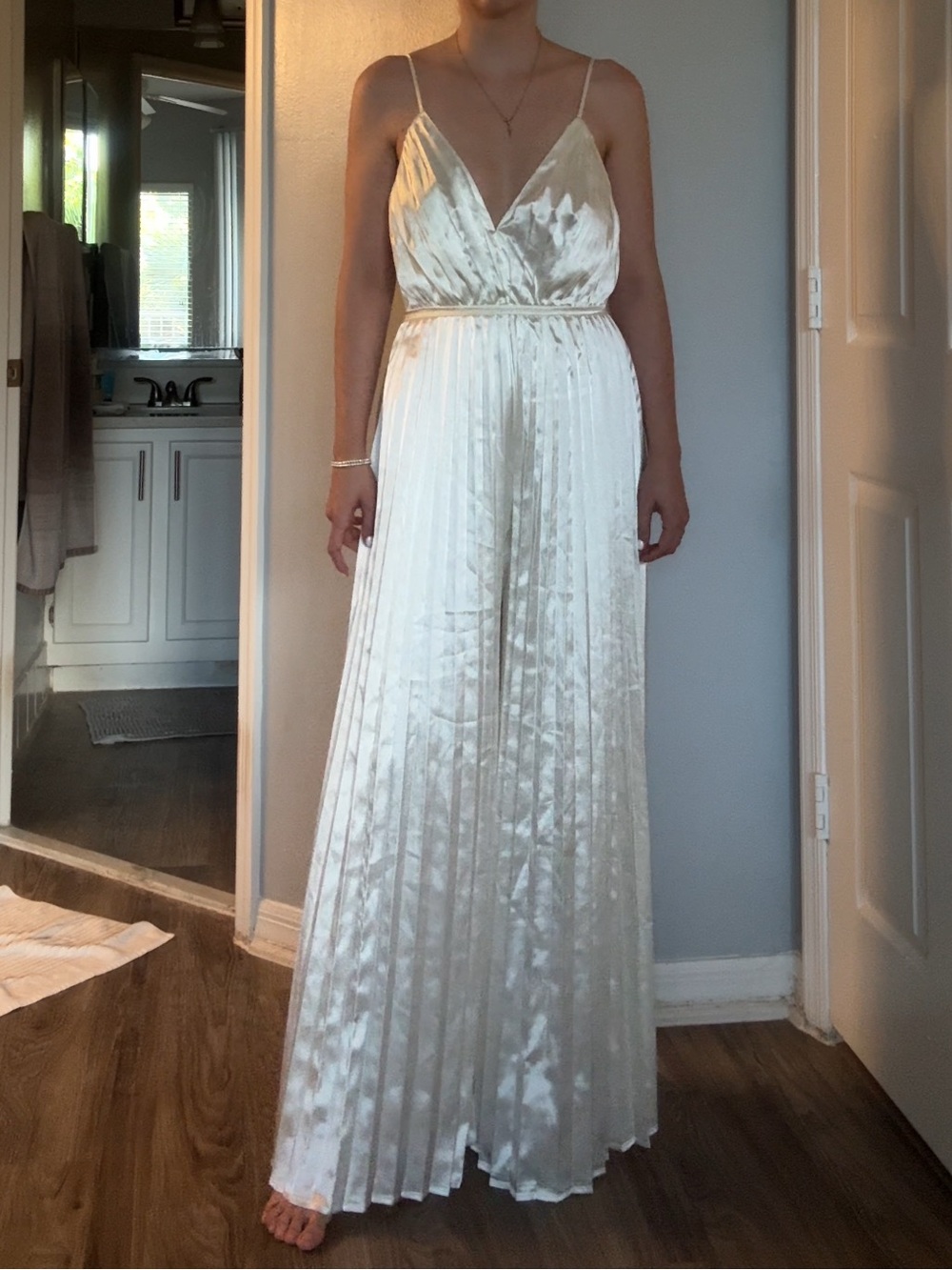 Cream Satin jumpsuit